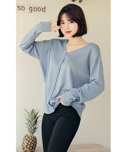 HOTPING（ホッピン）の「2WAYシンプルVネックカーディガン（カーディガン/ボレロ・レディース・パープル/スカイ/ブラック/オリーブ/アイボリー・フリーサイズ(XS-L)）」の5枚目の写真