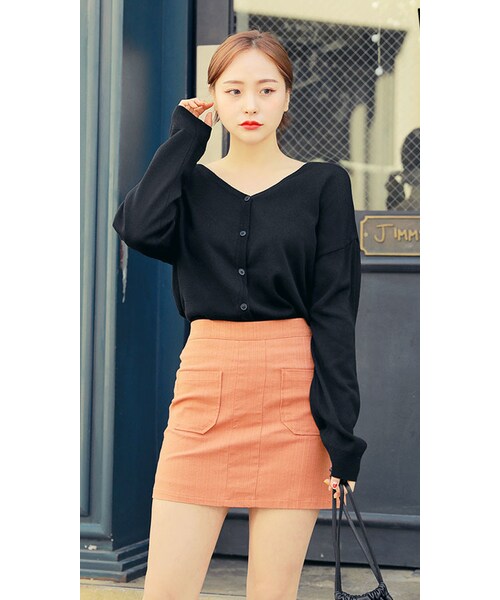 HOTPING（ホッピン）の「2WAYシンプルVネックカーディガン（カーディガン/ボレロ・レディース・パープル/スカイ/ブラック/オリーブ/アイボリー・フリーサイズ(XS-L)）」の3枚目の写真