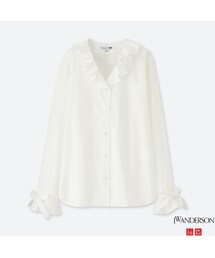 UNIQLO | エクストラファインコットンラッフルブラウス（長袖）(シャツ/ブラウス)