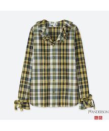 UNIQLO | シアサッカーラッフルブラウス（長袖）(シャツ/ブラウス)