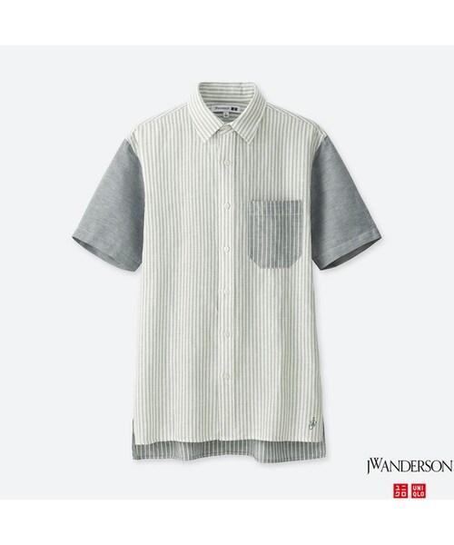 UNIQLO（ユニクロ）の「リネンコットンシャツ（半袖）（シャツ/ブラウス・メンズ・BLUE 65/GRAY 05・XL/L/3XL/XS/4XL/M/S/XXL）」の2枚目の写真