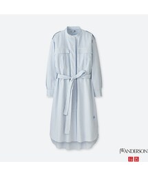 UNIQLO | エクストラファインコットンストライプシャツワンピース（長袖）(ワンピース)