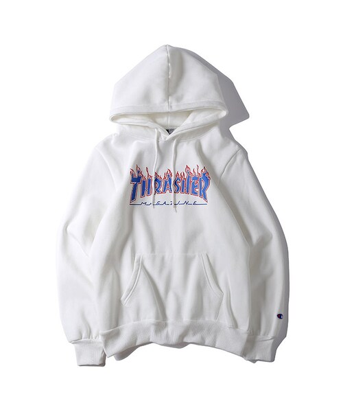 Thrasher スラッシャー の Thrasher スラッシャー Hooded Sweatshirt スウェット パーカー トレーナー メンズ レディース カップル フード付き 男女兼用 2色 Thrasher パーカー Wear