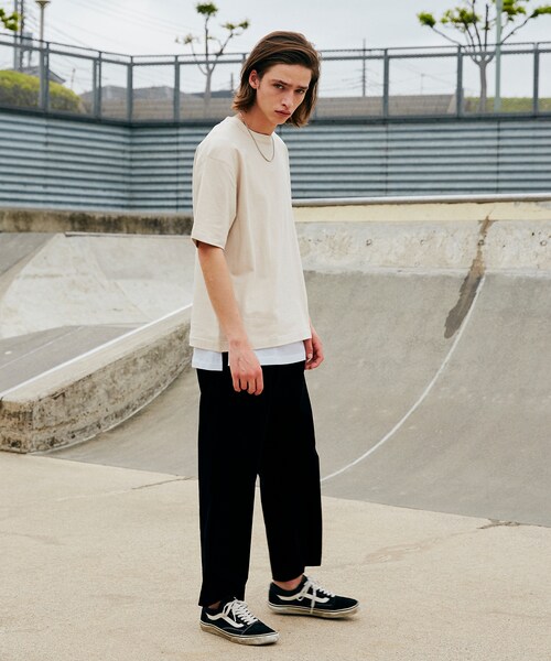 LIDNM（リドム）の「ヘビーウェイトシームレスTシャツ【サンドベージュ】（Tシャツ/カットソー・メンズ・ベージュ・S.M.L）」の2枚目の写真