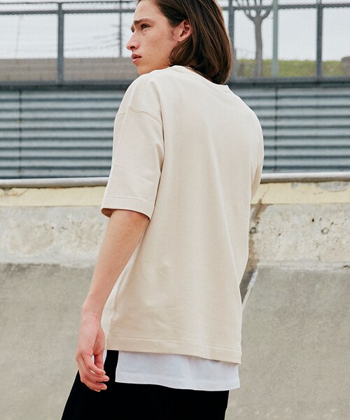 LIDNM（リドム）の「ヘビーウェイトシームレスTシャツ【サンドベージュ】（Tシャツ/カットソー・メンズ・ベージュ・S.M.L）」の5枚目の写真