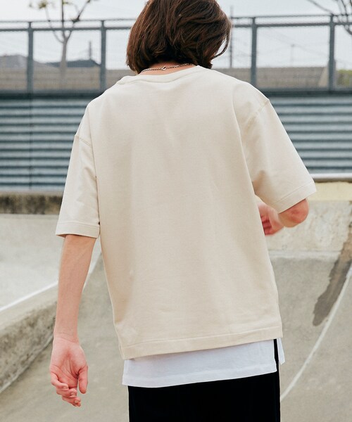 LIDNM（リドム）の「ヘビーウェイトシームレスTシャツ【サンドベージュ】（Tシャツ/カットソー・メンズ・ベージュ・S.M.L）」の6枚目の写真