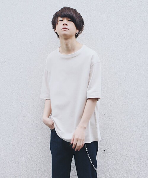 LIDNM（リドム）の「ヘビーウェイトシームレスTシャツ【サンドベージュ】（Tシャツ/カットソー・メンズ・ベージュ・S.M.L）」の7枚目の写真