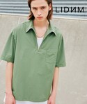 LIDNM | リングジップハーフスリーブシャツ【ライトカーキ】(襯衫)