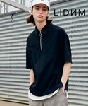 LIDNM | リングジップハーフスリーブシャツ【ネイビー】(襯衫)