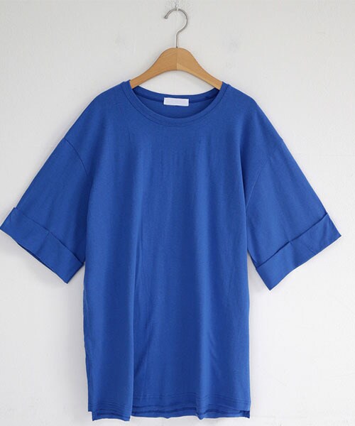 DHOLIC（ディーホリック）の「ロールアップスリーブTシャツ（Tシャツ/カットソー・レディース・ホワイト/ブラック/ブルー・FREE）」の3枚目の写真