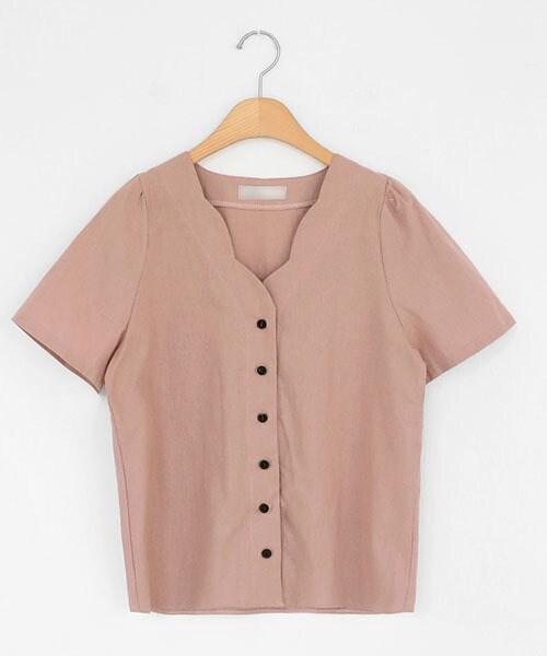 DHOLIC（ディーホリック）の「スカラップVネックブラウス（シャツ/ブラウス・レディース・ホワイト/グリーン/ピンク・FREE）」の3枚目の写真