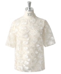 withipun | モックネックフラワー柄ブラウス(シャツ/ブラウス)