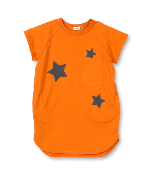 BRANSHES（ブランシェス）の「星ワッペン付きビッグシルエットワンピース（ワンピース・キッズ・オフホワイト/キャメル・80～150）」の2枚目の写真