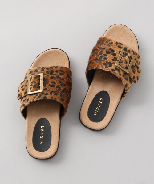 LEPSIM（レプシィム）の「バックルフラットサンダル（シューズ・ブラック/ベージュ/レオパード）」の3枚目の写真