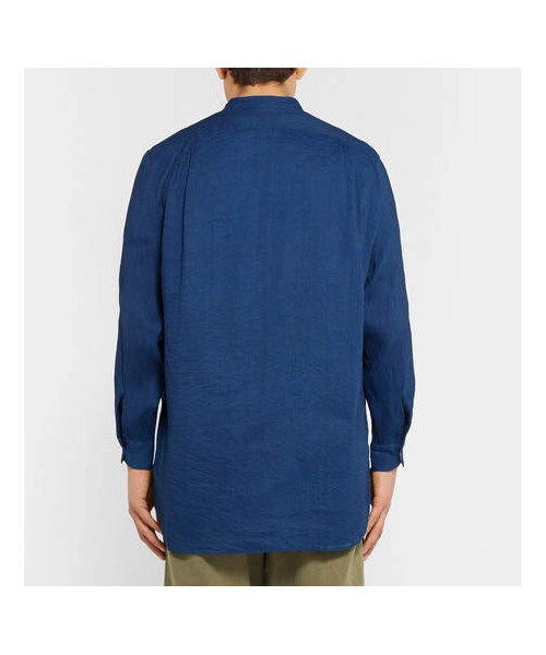 BLUE BLUE JAPAN（ブルーブルージャパン）の「Blue Blue Japan Grandad-Collar Indigo-Dyed Linen-Blend Shirt（シャツ/ブラウス・メンズ・Blue・S/M/XL/L）」の5枚目の写真