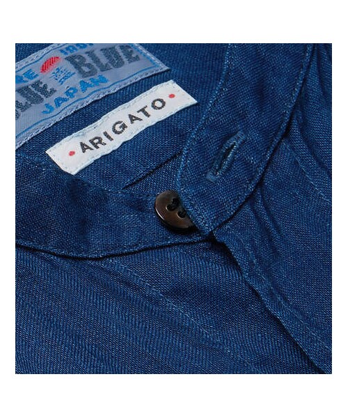 BLUE BLUE JAPAN（ブルーブルージャパン）の「Blue Blue Japan Grandad-Collar Indigo-Dyed Linen-Blend Shirt（シャツ/ブラウス・メンズ・Blue・S/M/XL/L）」の4枚目の写真