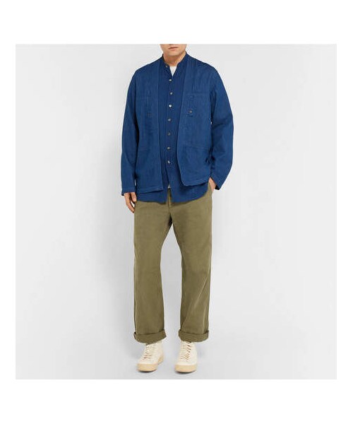 BLUE BLUE JAPAN（ブルーブルージャパン）の「Blue Blue Japan Grandad-Collar Indigo-Dyed Linen-Blend Shirt（シャツ/ブラウス・メンズ・Blue・S/M/XL/L）」の2枚目の写真