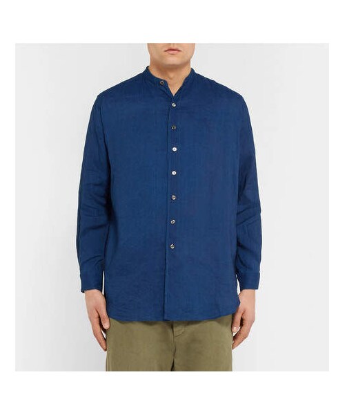 BLUE BLUE JAPAN（ブルーブルージャパン）の「Blue Blue Japan Grandad-Collar Indigo-Dyed Linen-Blend Shirt（シャツ/ブラウス・メンズ・Blue・S/M/XL/L）」の3枚目の写真