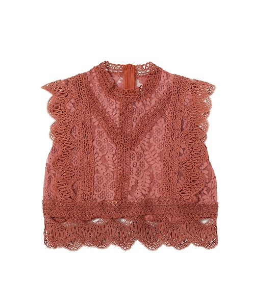 frunco（フランコ）の「ヴィンテージレースノースリーブブラウス（シャツ/ブラウス・レディース・グリーン/オレンジ/ホワイト/ブラック・F）」の4枚目の写真