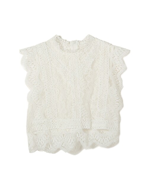 frunco（フランコ）の「ヴィンテージレースノースリーブブラウス（シャツ/ブラウス・レディース・グリーン/オレンジ/ホワイト/ブラック・F）」の2枚目の写真