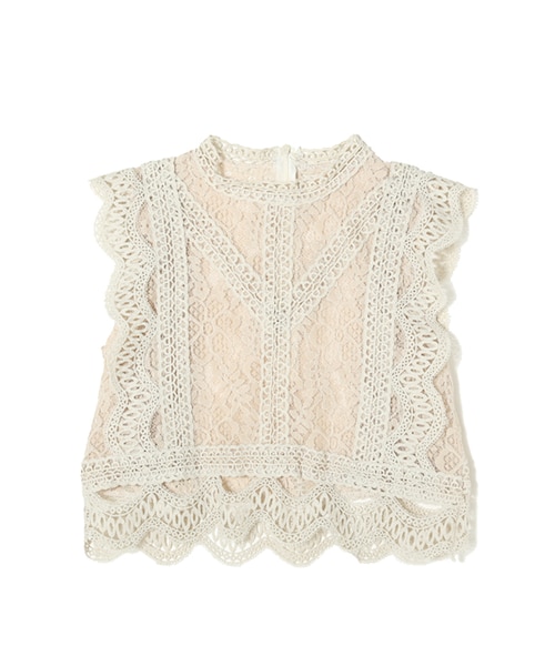 frunco（フランコ）の「ヴィンテージレースノースリーブブラウス（シャツ/ブラウス・レディース・グリーン/オレンジ/ホワイト/ブラック・F）」の5枚目の写真