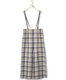 w closet | リネン混チェック柄肩ヒモ付きパンツ(パンツ)