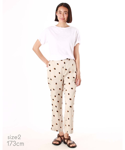 45R リネンキュプラアニマルプリントストローPANTS サイズ2 45R リネンキュプラアニマルプリントストローPANTS サイズ2 45R
