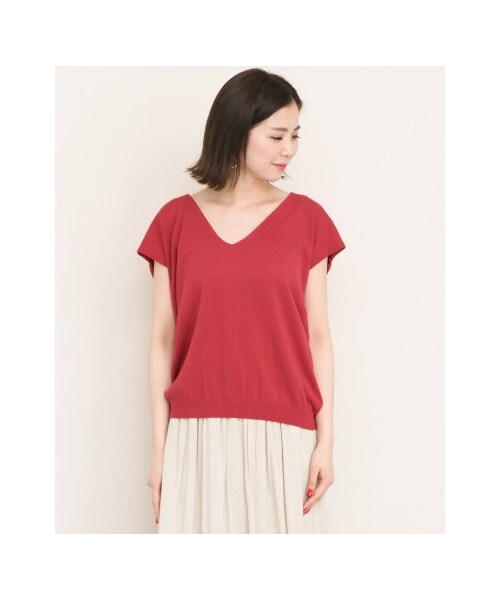 URBAN RESEARCH Sonny Label（アーバンリサーチサニーレーベル）の「ハイツイストコットンフレンチスリーブニット（トップス・レディース・オフ/レッド/ブラウン/ネイビー・FREE）」の16枚目の写真