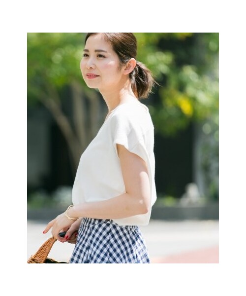 URBAN RESEARCH Sonny Label（アーバンリサーチサニーレーベル）の「ハイツイストコットンフレンチスリーブニット（トップス・レディース・オフ/レッド/ブラウン/ネイビー・FREE）」の6枚目の写真