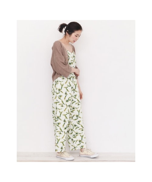 URBAN RESEARCH Sonny Label（アーバンリサーチサニーレーベル）の「リーフプリントリネンキャミサロペット（パンツ・レディース・グレー/ホワイト・FREE）」の6枚目の写真