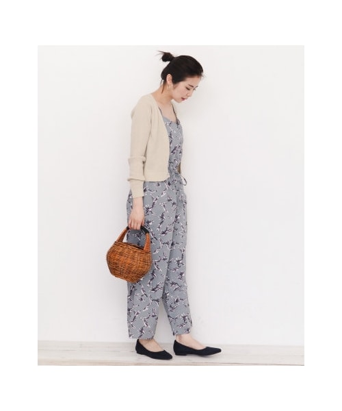 URBAN RESEARCH Sonny Label（アーバンリサーチサニーレーベル）の「リーフプリントリネンキャミサロペット（パンツ・レディース・グレー/ホワイト・FREE）」の4枚目の写真