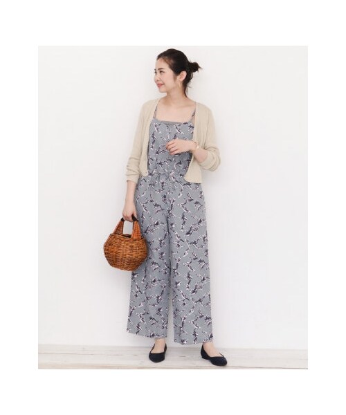 URBAN RESEARCH Sonny Label（アーバンリサーチサニーレーベル）の「リーフプリントリネンキャミサロペット（パンツ・レディース・グレー/ホワイト・FREE）」の3枚目の写真