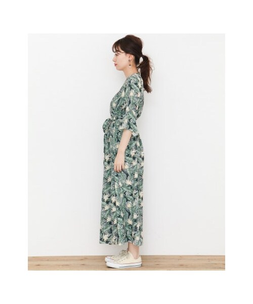 Bonjour Diary トロピカルプリント ワンピース　8y Roasalie Dress - Red check - 8y / Bonjour Diary | baby's breath