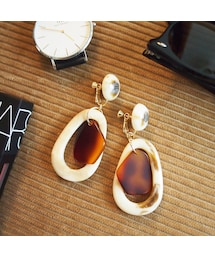 no brand | 【4/26(THU) 18:00発売】マーブルベッコウBIGイヤリング(イヤリング)