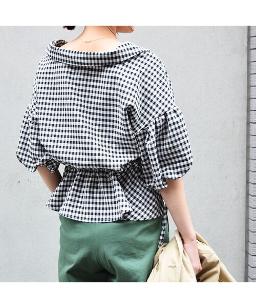 no brand（ノーブランド）の「ギンガムチェックぺプラムBL（シャツ/ブラウス・レディース・その他）」の14枚目の写真