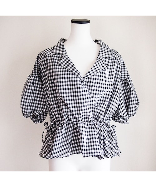no brand（ノーブランド）の「ギンガムチェックぺプラムBL（シャツ/ブラウス・レディース・その他）」の5枚目の写真