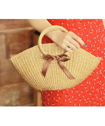 HOTPING | リボンラタンバケットバッグ(トートバッグ)