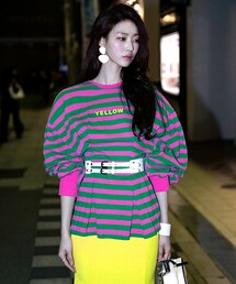 DINT | レタリングストライプカラー配色トップ(Tシャツ/カットソー)