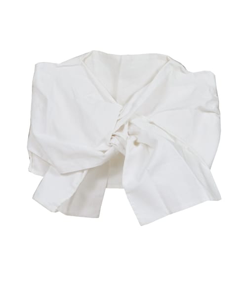 STYLEBLOCK（スタイルブロック）の「綿麻ガーゼリボンビスチェ（シャツ/ブラウス・レディース・ホワイト/イエロー/ベージュ/カーキ/ネイビー・M）」の2枚目の写真