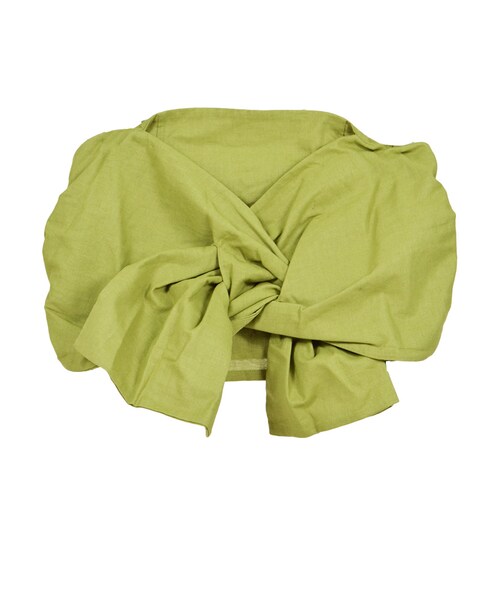 STYLEBLOCK（スタイルブロック）の「綿麻ガーゼリボンビスチェ（シャツ/ブラウス・レディース・ホワイト/イエロー/ベージュ/カーキ/ネイビー・M）」の3枚目の写真