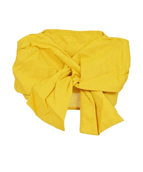 STYLEBLOCK（スタイルブロック）の「綿麻ガーゼリボンビスチェ（シャツ/ブラウス・レディース・ホワイト/イエロー/ベージュ/カーキ/ネイビー・M）」の5枚目の写真