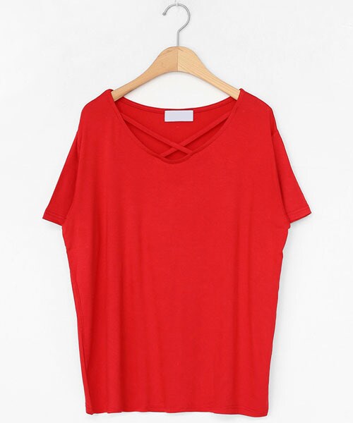 DHOLIC(ディーホリック)の「XストラップTシャツ(Tシャツ/カットソー・レディース・ホワイト/ブラック/レッド/ブルー・FREE)」の4枚目の写真