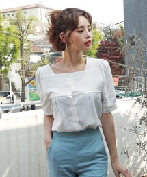 DHOLIC | スクエアネックボタンブラウス(シャツ/ブラウス)