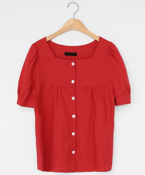 DHOLIC（ディーホリック）の「スクエアネックボタンブラウス（シャツ/ブラウス・レディース・ホワイト/イエロー/レッド/ブルー/パープル・FREE）」の5枚目の写真