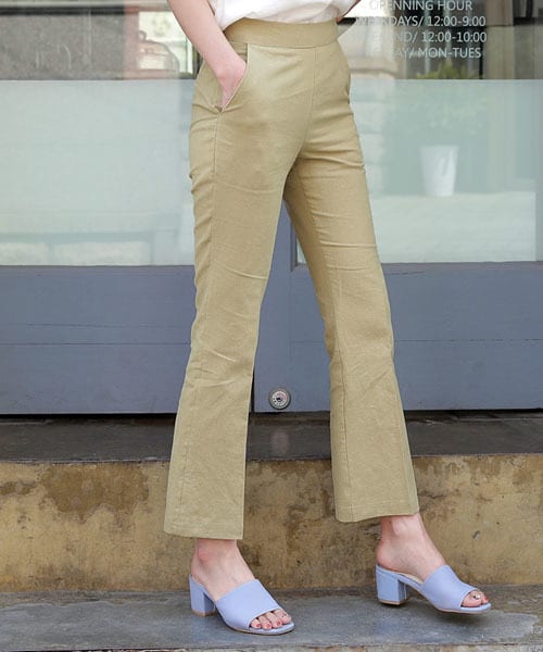 DHOLIC（ディーホリック）の「リネン混ブーツカットパンツ（その他パンツ・レディース・ブラック/ベージュ/ブルー/その他/パープル・S/M/L）」の2枚目の写真