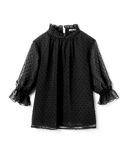 GRL(グレイル)の「ドットプチハイネックキャンディスリーブトップス(シャツ/ブラウス・レディース・ブラック/オフホワイト・M)」の1枚目の写真