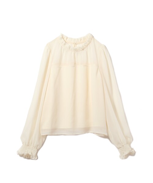 frunco（フランコ）の「ハイネックシアーブラウス（シャツ/ブラウス・レディース・ブルー/ブラック/ベージュ・F）」の3枚目の写真