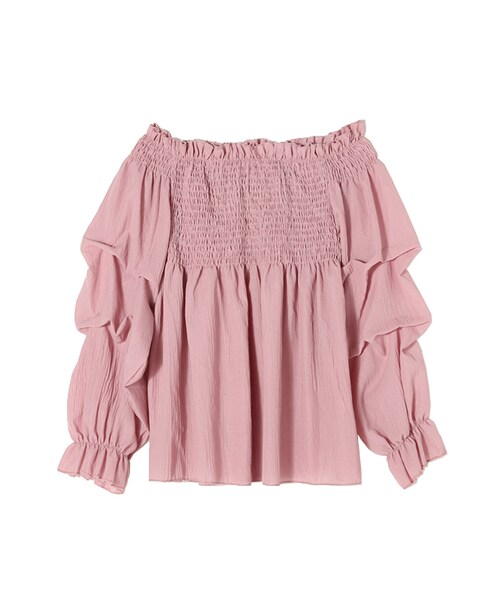 frunco（フランコ）の「ボリュームスリーブシャーリング２wayオフショルブラウス（シャツ/ブラウス・レディース・オレンジ/ホワイト/ピンク・F）」の3枚目の写真