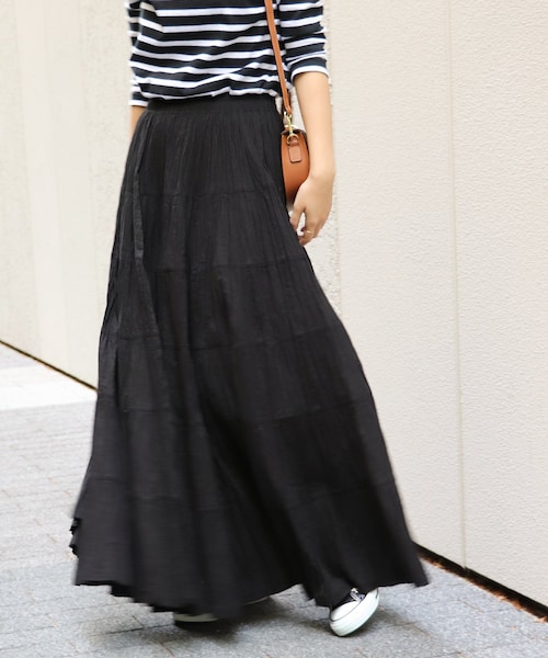 値引き☆スピックアンドスパン CO/PE撥水ギャザースカート 38 ブラック Spick & Span（スピックアンドスパン）の「ギャザーマキシ