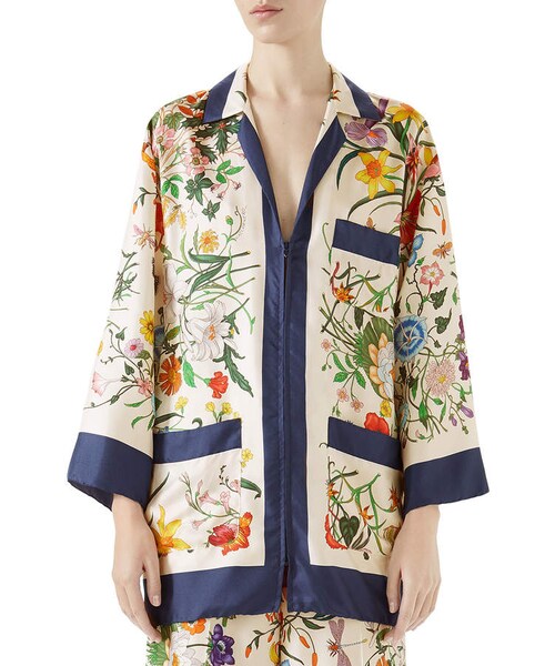 GUCCI（グッチ）の「Gucci Floral-Print Zip-Front Silk Twill